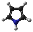 Ball-and-stick model of the pyrrole molecule