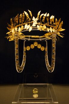 Thracian golden wreath exhibited in the National Historical Museum