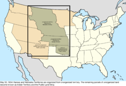 Map of the change to the United States in central North America on May 30, 1854