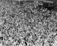 Crowds celebrating V-J Day in Times Square