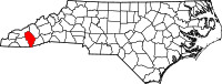 Map of North Carolina highlighting جاكسون