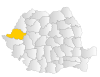 Map of Romania highlighting Arad County