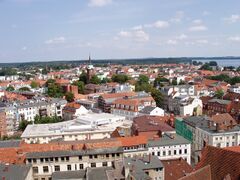 Schelfstadt and its baroque Schelf Church, Lake Schwerin in the back