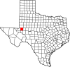 State map highlighting Ector County