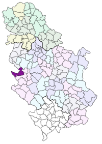 Location of the municipality of بايينا باشتا within Serbia