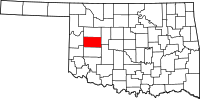 Map of Oklahoma highlighting كستر