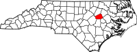 Map of North Carolina highlighting ويلسون