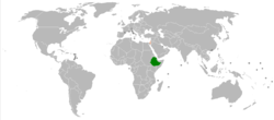 Map indicating locations of Ethiopia and Israel