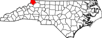 Map of North Carolina highlighting آش