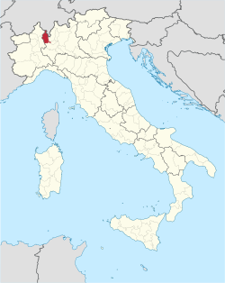 Map highlighting the location of the province of Varese in Italy