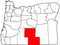 Map of Oregon highlighting ليك