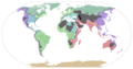 Major endorheic basins of the world. Basins are shown in dark gray; major endorheic lakes are shown in black.