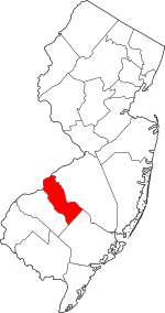 Map of New Jersey highlighting Camden County