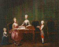Left to right: Archduchess Maria Theresa, Archduchess Maria Carolina, Archduchess Maria Antonia and Archduke Maximilian, 1763