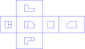 Image showing orthographic views located relative to each other in accordance with first-angle projection.