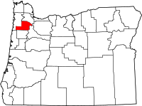 Map of Oregon highlighting يامهيل