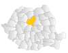 Map of Romania highlighting Mureș County