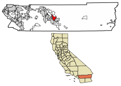 Location of Indio in Riverside County, California