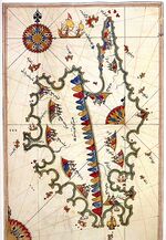 كورسيكا كما رسمها پيري ريس في خريطة سنة 1513