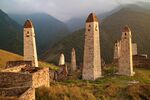 Stone towers in a mountain landscape