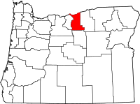 Map of Oregon highlighting غيليام