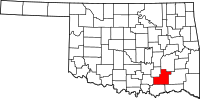 Map of Oklahoma highlighting أتوكا