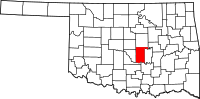 Map of Oklahoma highlighting بوتاواتومي