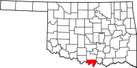 Map of Oklahoma highlighting لوف