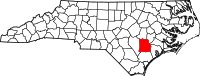Map of North Carolina highlighting دوبلين