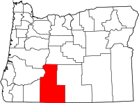 Map of Oregon highlighting كلاماث