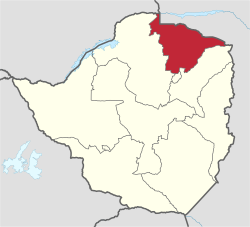 موقع محافظة ماشونالاند الوسطى في زمبابوى