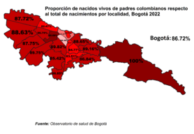 Percentage of live births to foreign mothers by locality