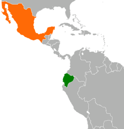Map indicating locations of Ecuador and Mexico