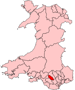 Map showing location of the Rhondda Valley within Wales