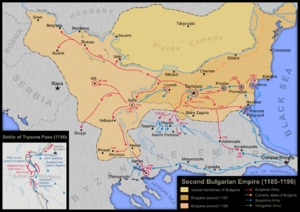 A map of the Bulgarian Empire in the late 12th century