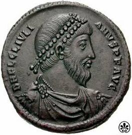 A coin depicting Julian (360–363), made Emperor by his soldiers in Lutetia