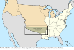 Map of the change to the United States in central North America on April 21, 1820