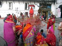 Preparing for Holika Dahan, Kathamandu, Nepal.