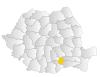 Map of Romania highlighting Ilfov County