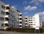 Panzerkreuzer apartment building, a white four storey apartment complex