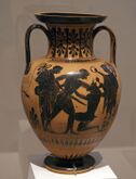 Theseus and the Minotaur, black-figure amphora 480ح. 480 BC