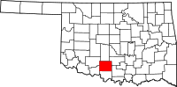 Map of Oklahoma highlighting ستيفينز