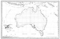 Freycinet Map of 1811 – resulted from the 1800–1803 French Baudin expedition to Australia and was the first full map of Australia ever to be published. In French, the map named the ocean immediately below Australia as the Grand Océan Australcode: fr is deprecated ('Great Southern Ocean').