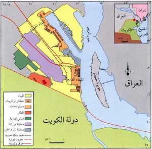 خريطة لميناء أم قصر القديم والجديد