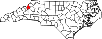 Map of North Carolina highlighting أفيري