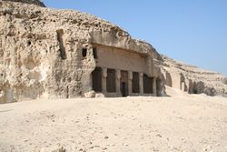 The rock cut temple of Pakhet by Hatshepsut