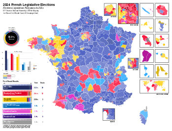 2024 French Legislative Election Results Map First Round.svg