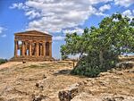 Ruins of a classical temple with columns