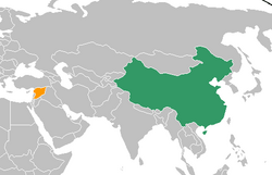 Map indicating locations of سوريا and الصين