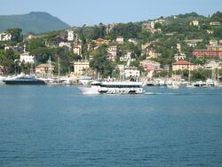 The sea front and harbour of Rapallo.